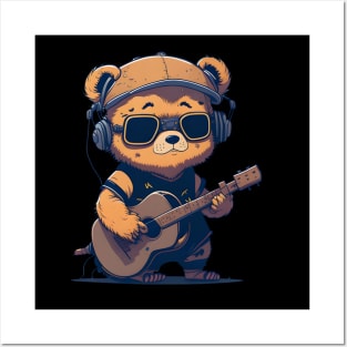 Bear Playing Guitar Posters and Art